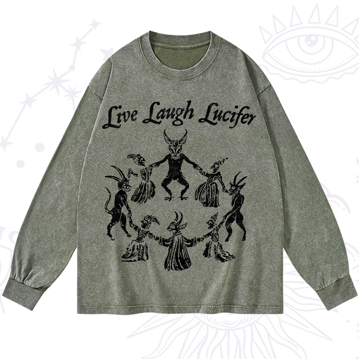 Purplehecate Live Laugh Lucifer Washed Long Sleeve Shirt