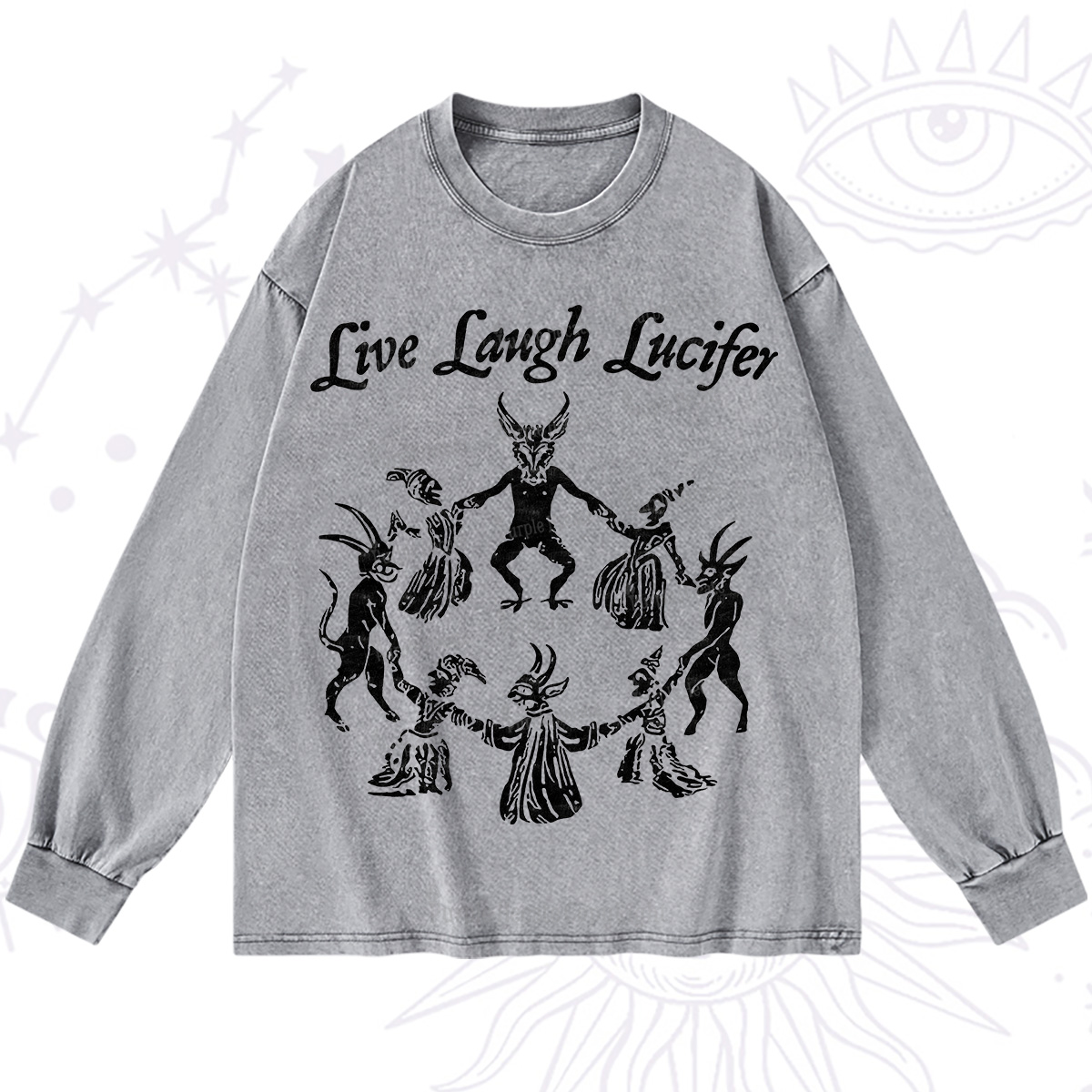 Purplehecate Live Laugh Lucifer Washed Long Sleeve Shirt
