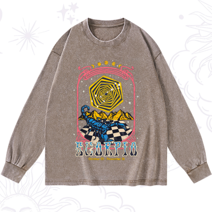 Purplehecate Scorpio Crew Zodiac Washed Long Sleeve Shirt