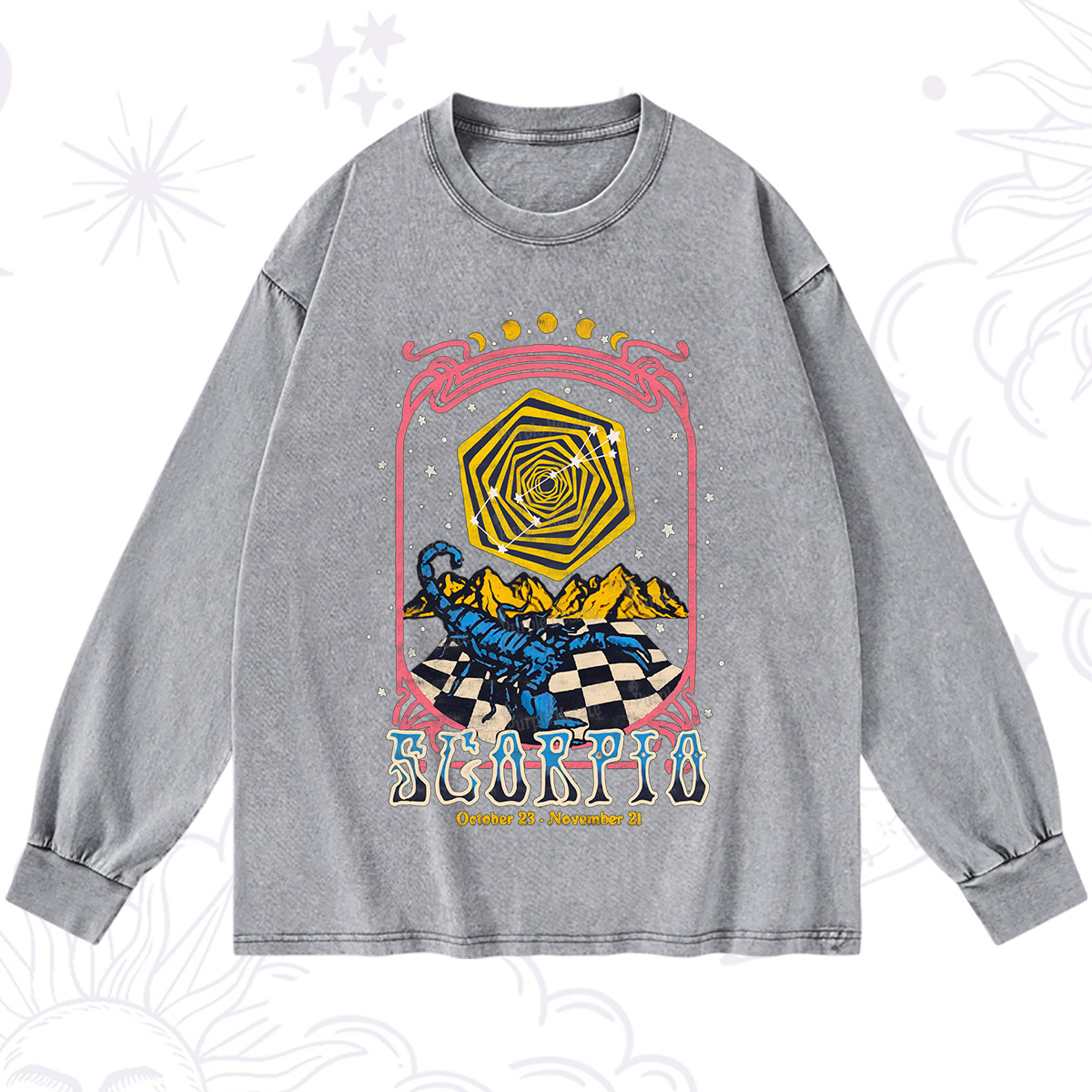 Purplehecate Scorpio Crew Zodiac Washed Long Sleeve Shirt