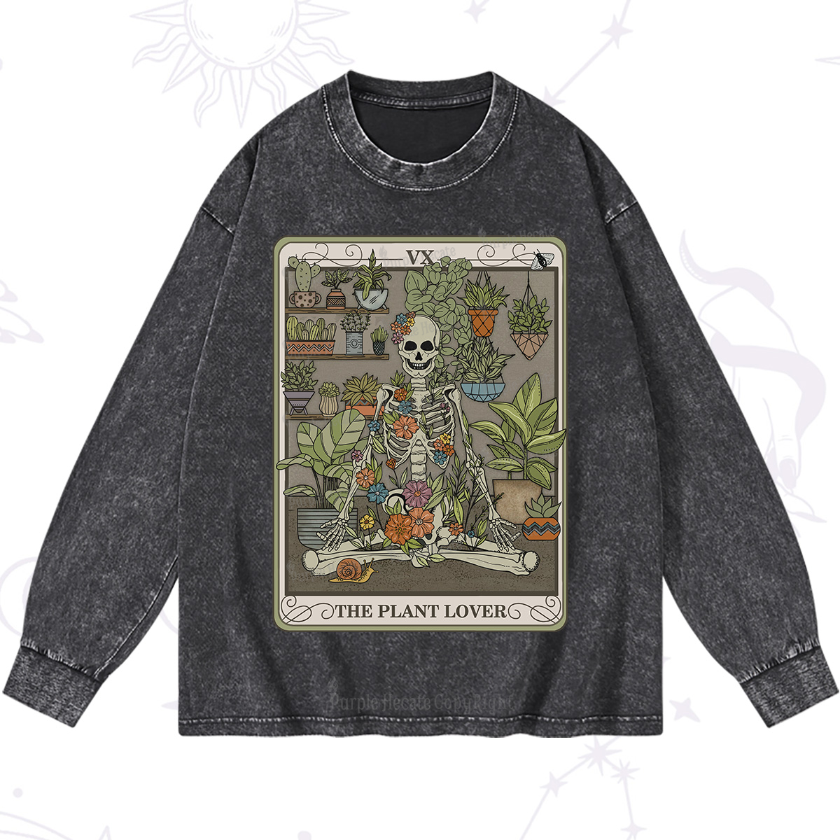 Purplehecate The Plant Lover Tarot Washed Long Sleeve Shirt