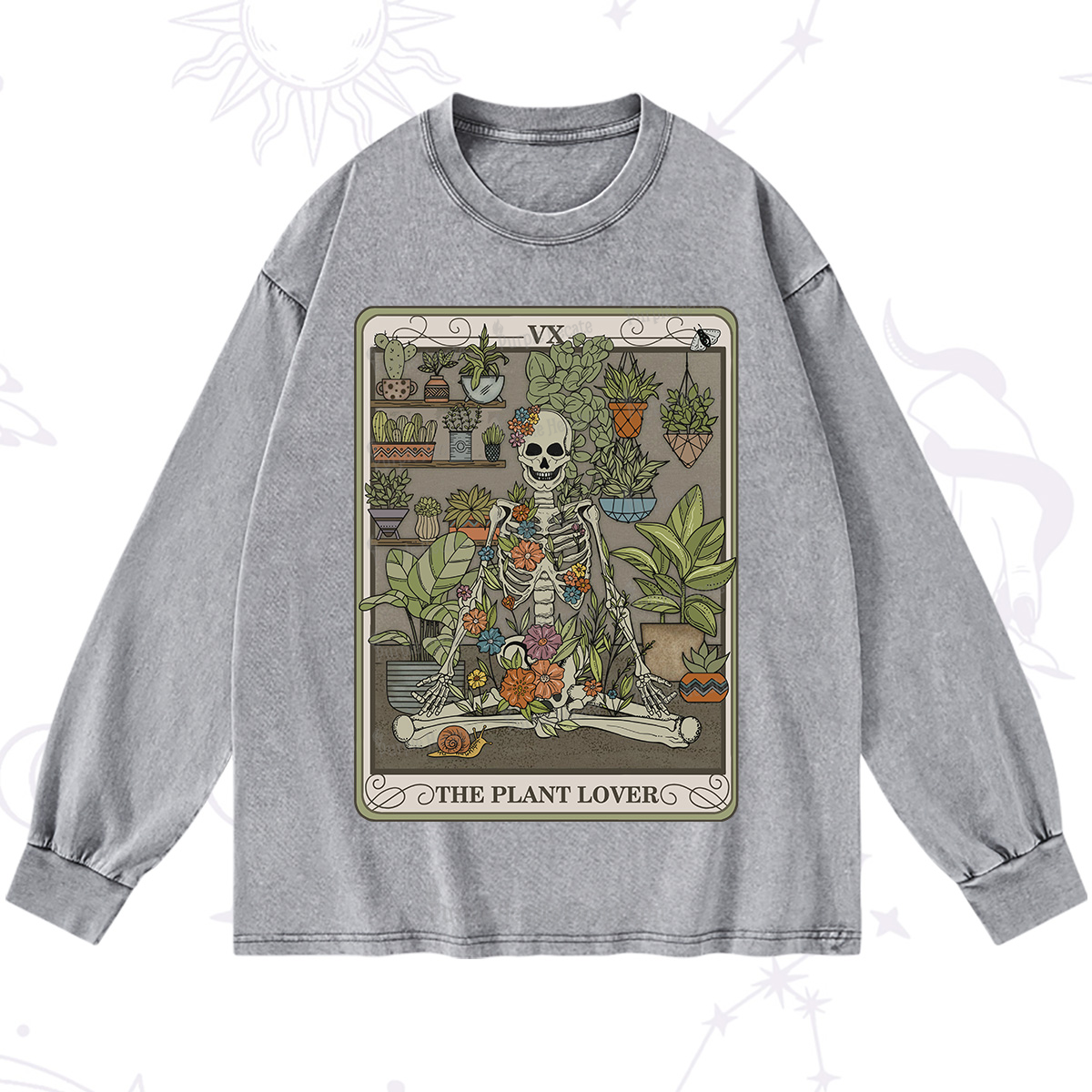 Purplehecate The Plant Lover Tarot Washed Long Sleeve Shirt