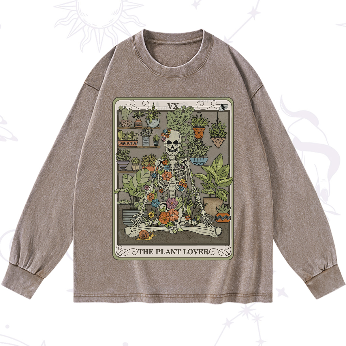 Purplehecate The Plant Lover Tarot Washed Long Sleeve Shirt