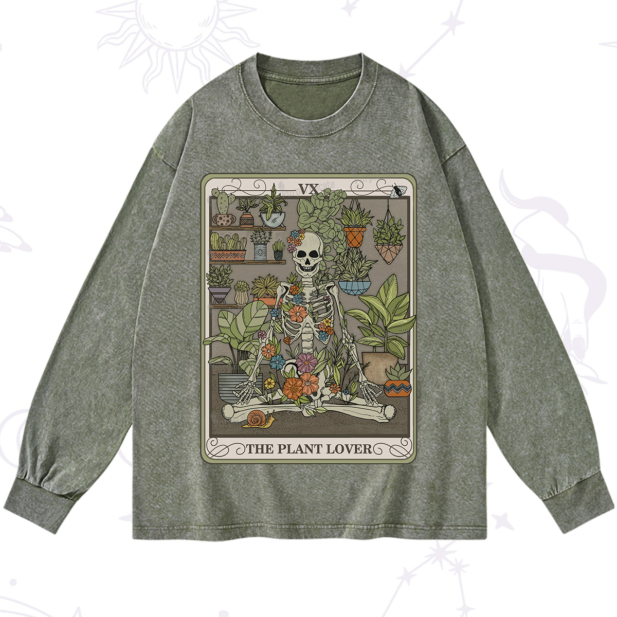 Purplehecate The Plant Lover Tarot Washed Long Sleeve Shirt