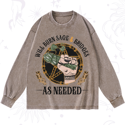 Purplehecate Will Burn Sage And Bridges Washed Long Sleeve Shirt
