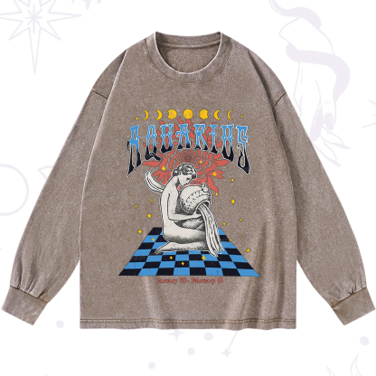 Purplehecate Aquarius Crew Zodiac Washed Long Sleeve Shirt