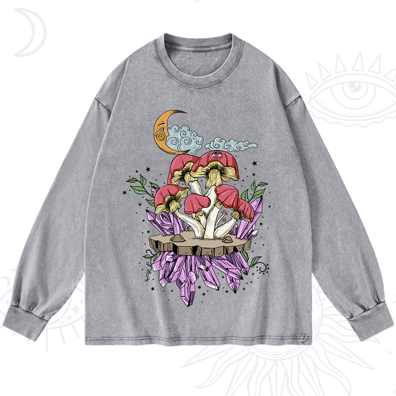 Purplehecate Fantasy Mushroom Washed Long Sleeve Shirt