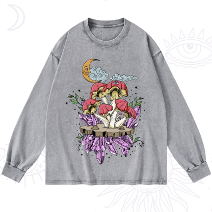 Purplehecate Fantasy Mushroom Washed Long Sleeve Shirt