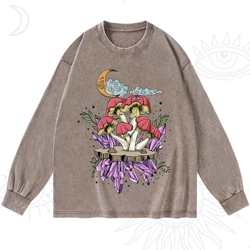 Purplehecate Fantasy Mushroom Washed Long Sleeve Shirt