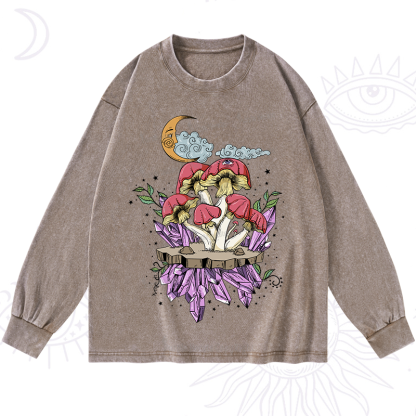 Purplehecate Fantasy Mushroom Washed Long Sleeve Shirt