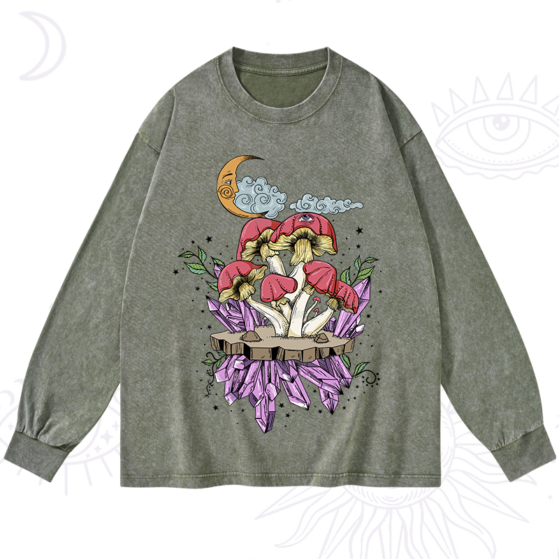 Purplehecate Fantasy Mushroom Washed Long Sleeve Shirt
