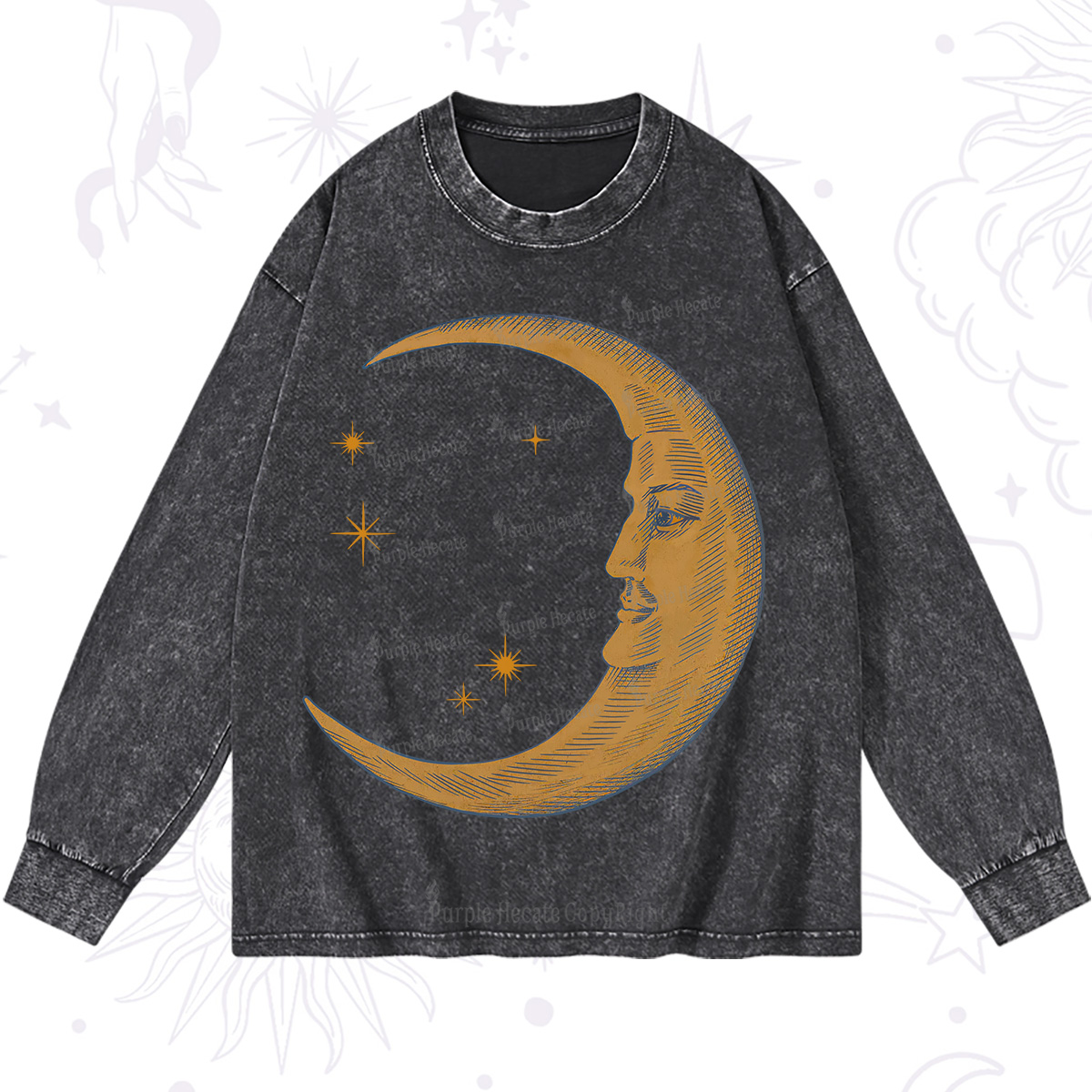 Purplehecate Celestial Moon Washed Long Sleeve Shirt