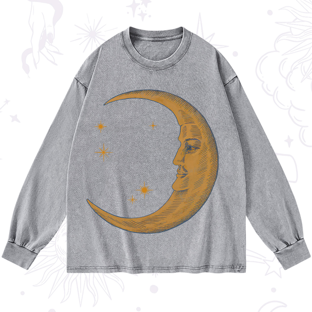 Purplehecate Celestial Moon Washed Long Sleeve Shirt