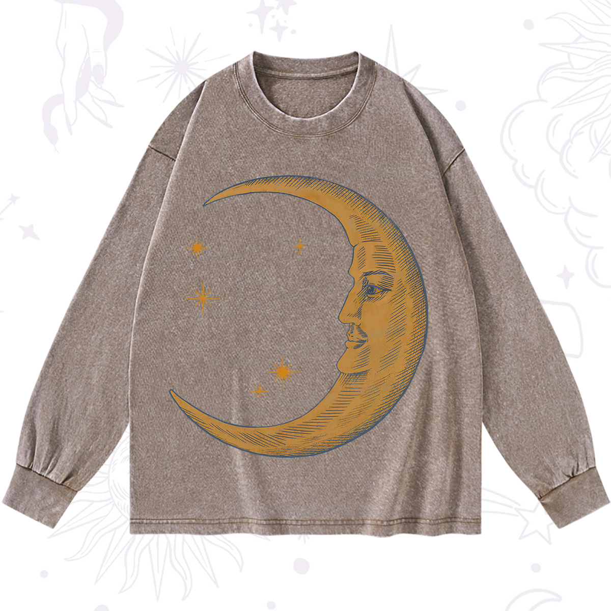 Purplehecate Celestial Moon Washed Long Sleeve Shirt