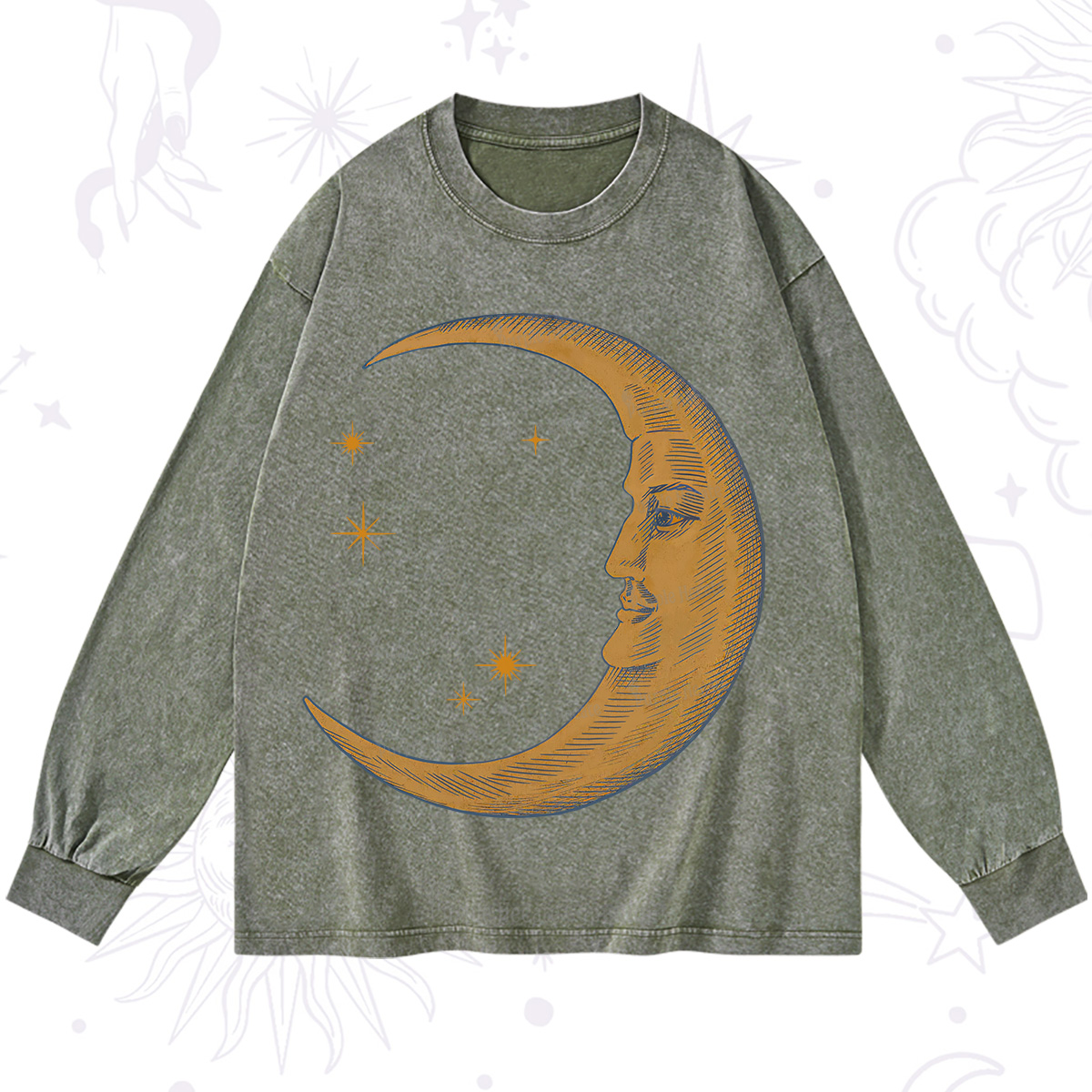 Purplehecate Celestial Moon Washed Long Sleeve Shirt