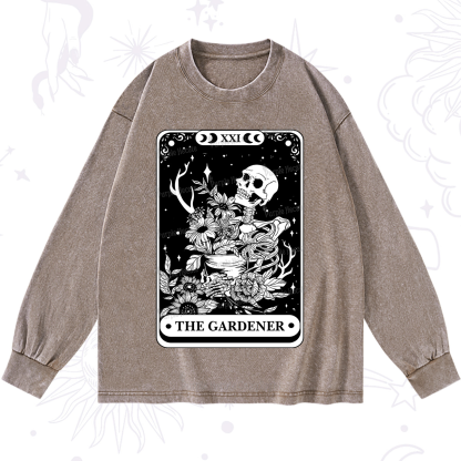 Purplehecate The Gardener Tarot Card Washed Long Sleeve Shirt