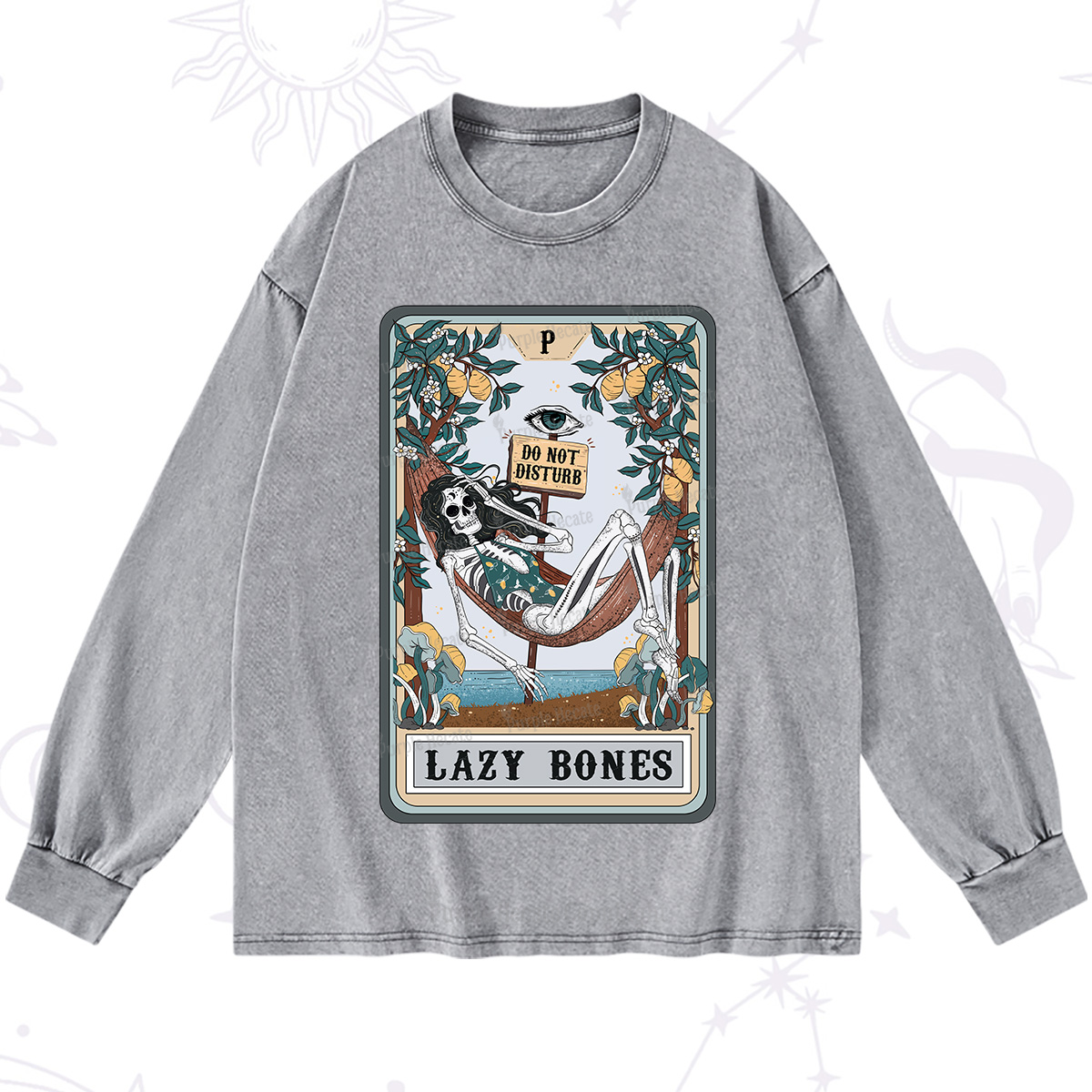 Purplehecate The Lazy Bones Tarot Washed Long Sleeve Shirt