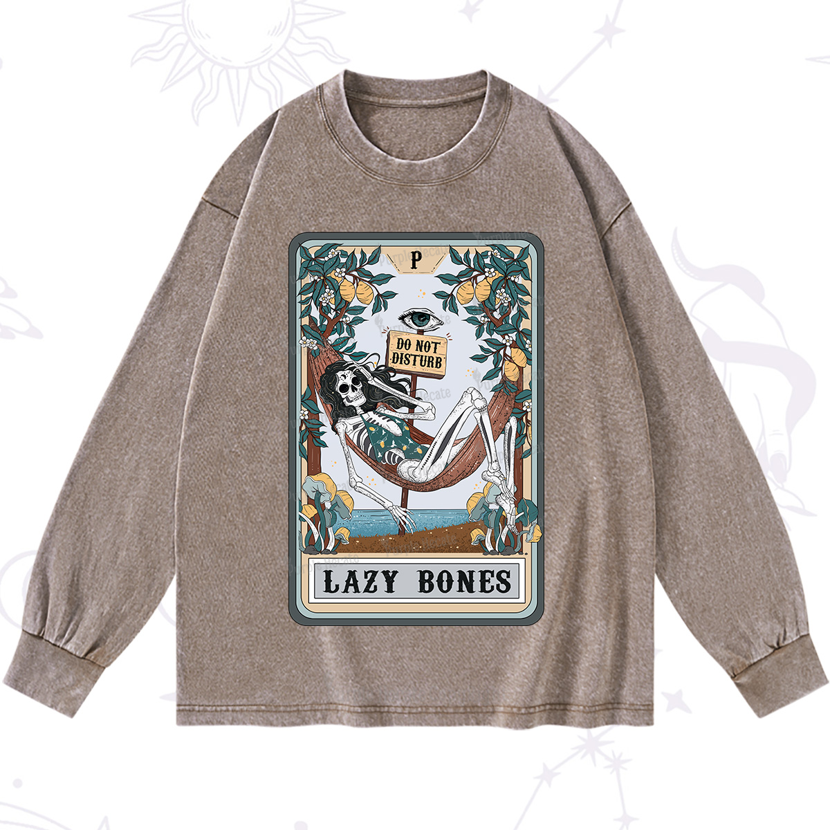 Purplehecate The Lazy Bones Tarot Washed Long Sleeve Shirt