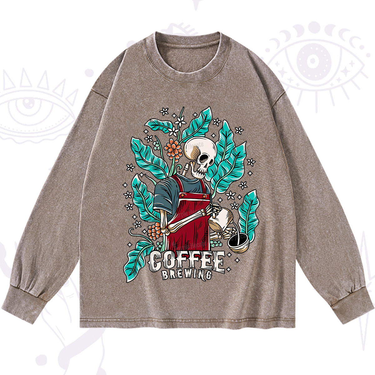 Purplehecate Coffee Brewing Washed Long Sleeve Shirt