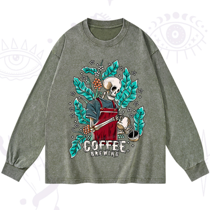 Purplehecate Coffee Brewing Washed Long Sleeve Shirt