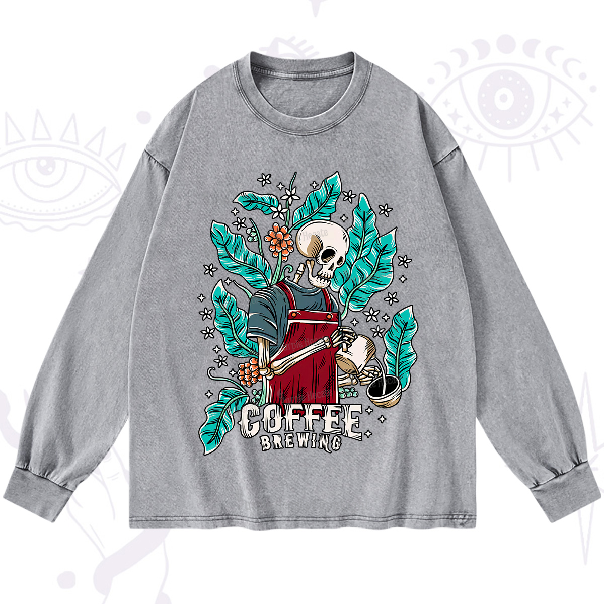 Purplehecate Coffee Brewing Washed Long Sleeve Shirt