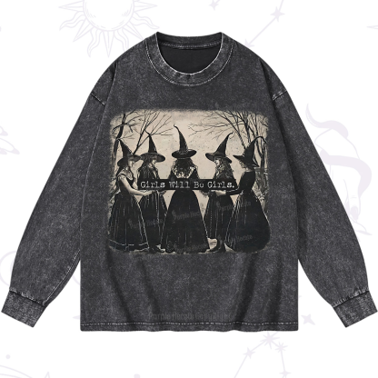 Purplehecate Girls Will Be Girls Witch Washed Long Sleeve Shirt