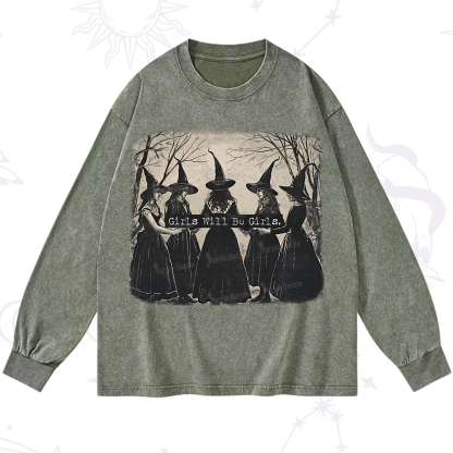 Purplehecate Girls Will Be Girls Witch Washed Long Sleeve Shirt