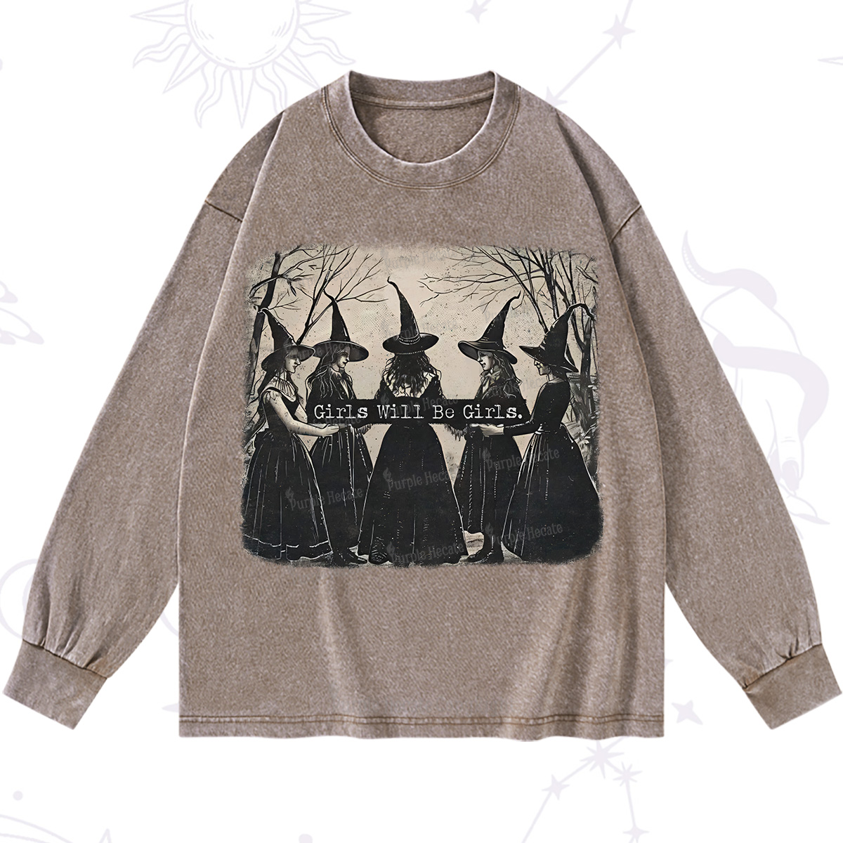 Purplehecate Girls Will Be Girls Witch Washed Long Sleeve Shirt