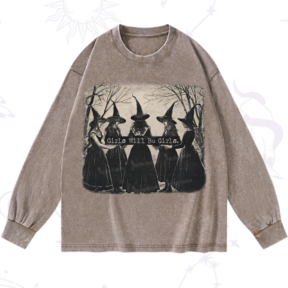 Purplehecate Girls Will Be Girls Witch Washed Long Sleeve Shirt