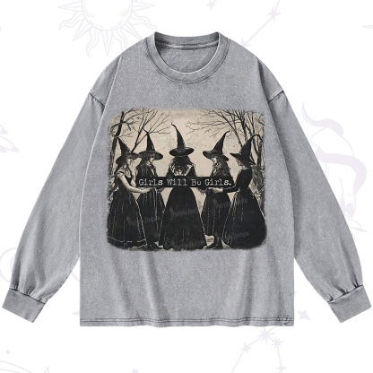 Purplehecate Girls Will Be Girls Witch Washed Long Sleeve Shirt