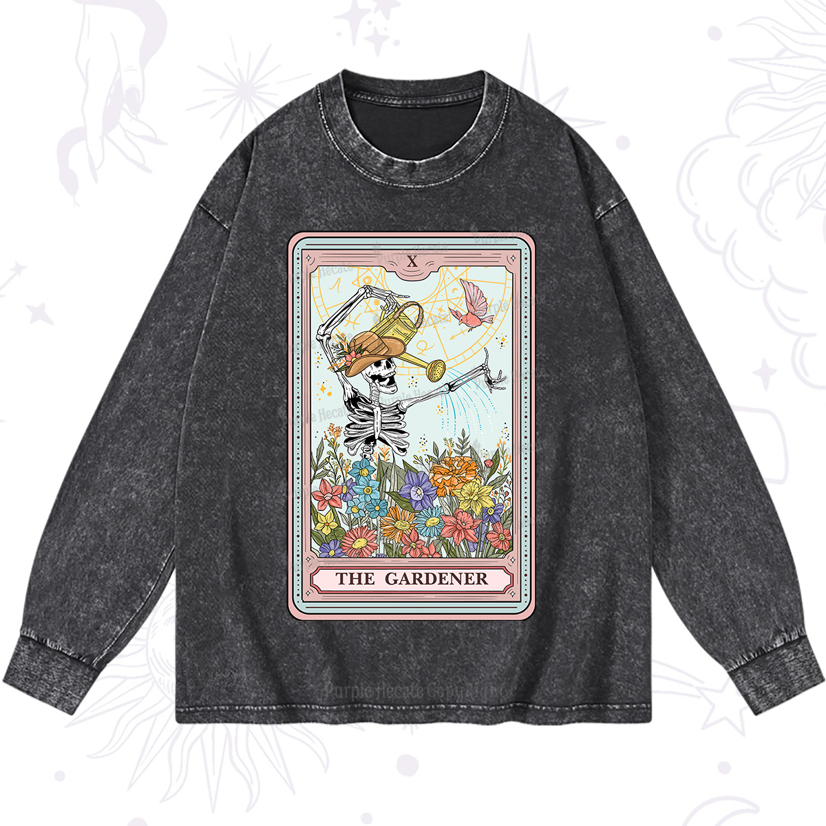 Purplehecate The Gardener Tarot Washed Long Sleeve Shirt