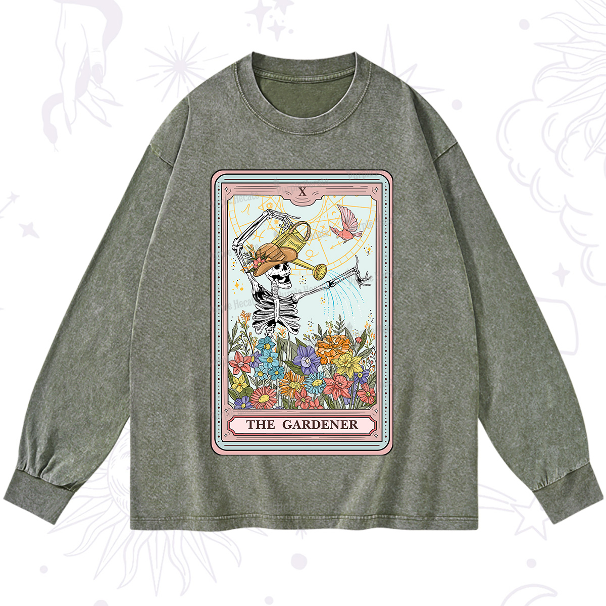 Purplehecate The Gardener Tarot Washed Long Sleeve Shirt
