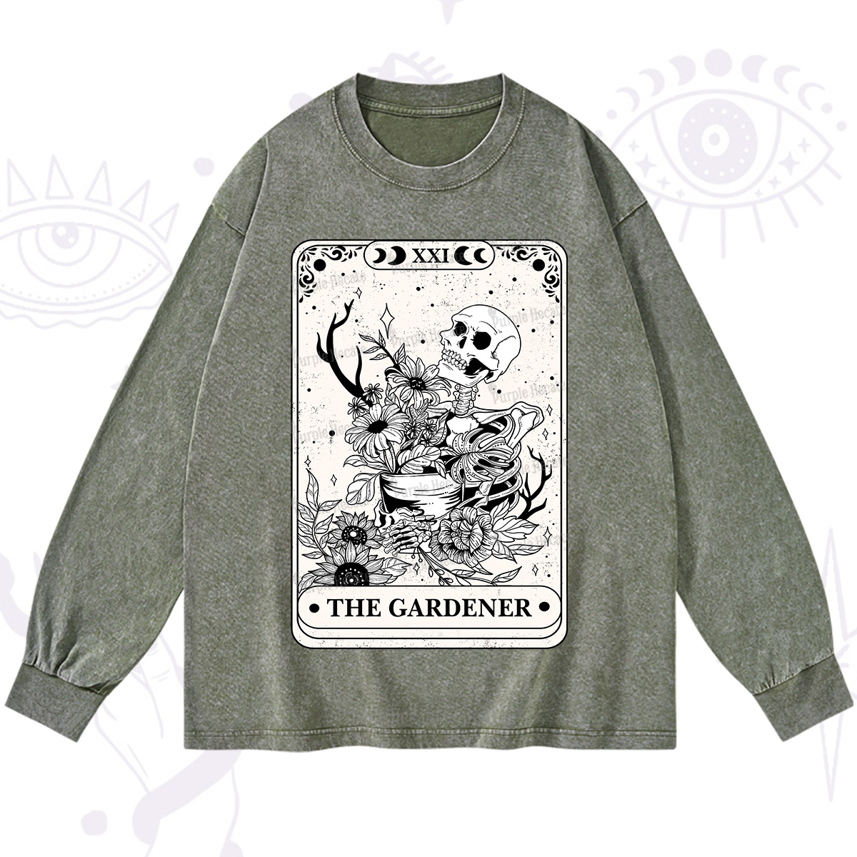 Purplehecate The Gardener Tarot Washed Long Sleeve Shirt