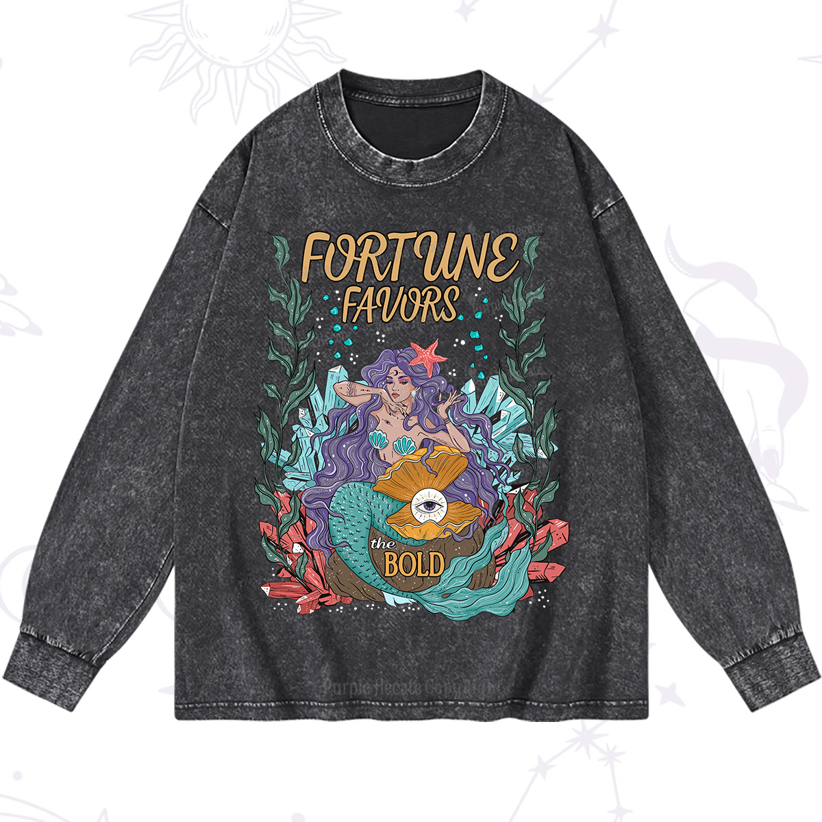 Purplehecate Fortune Favors The Bold Washed Long Sleeve Shirt