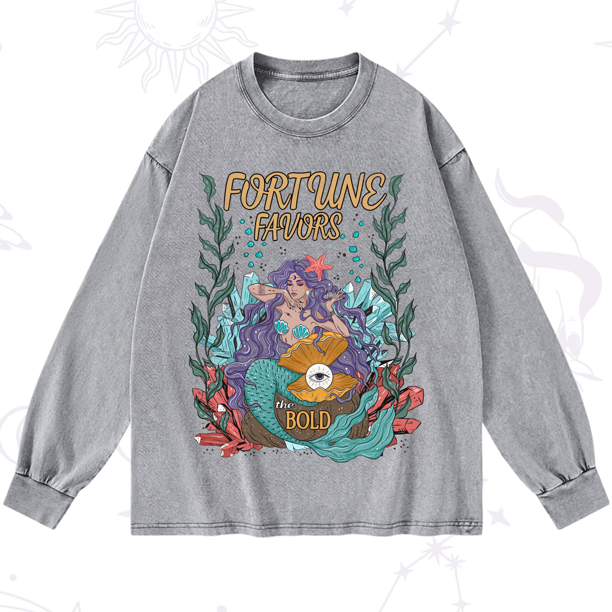 Purplehecate Fortune Favors The Bold Washed Long Sleeve Shirt
