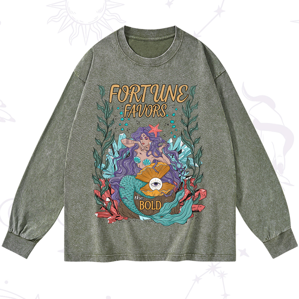 Purplehecate Fortune Favors The Bold Washed Long Sleeve Shirt