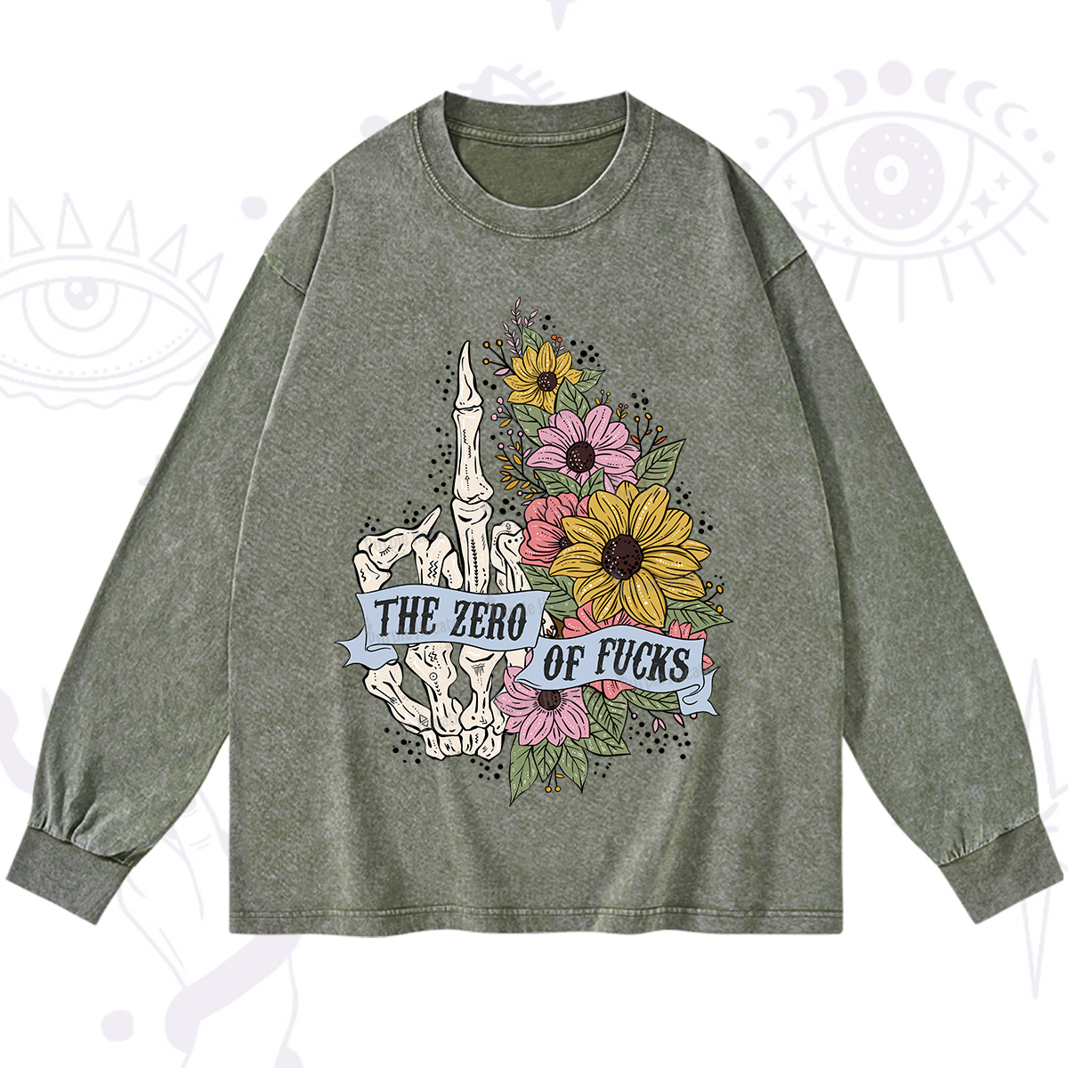 Purplehecate The Zero Of Fucks Washed Long Sleeve Shirt