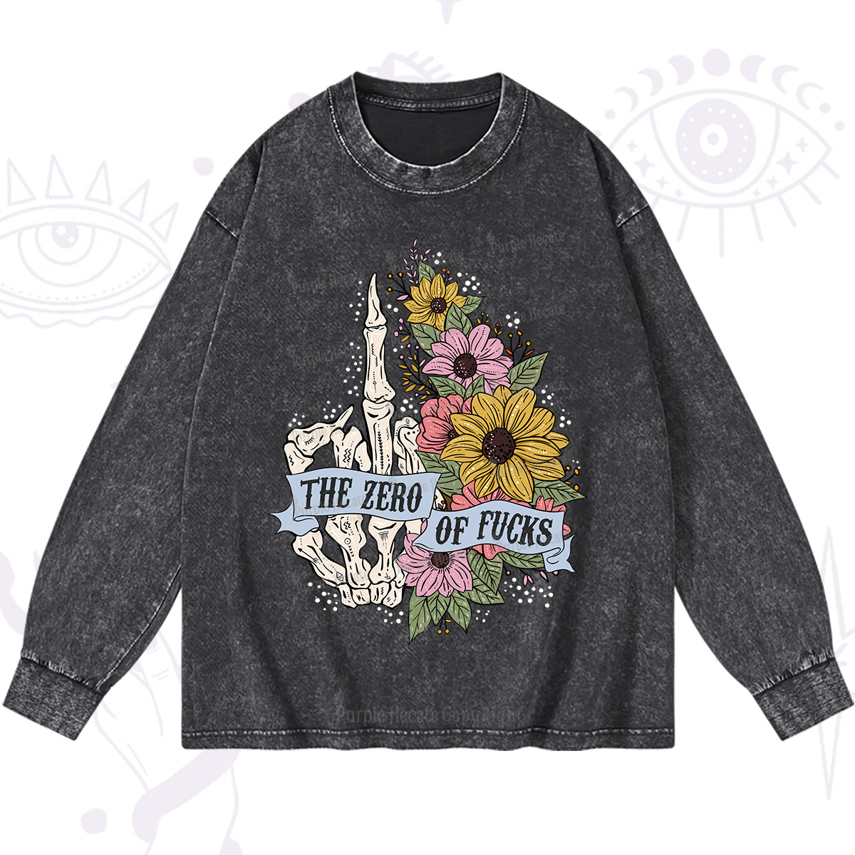 Purplehecate The Zero Of Fucks Washed Long Sleeve Shirt