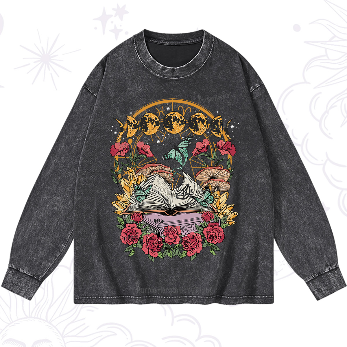 Purplehecate Witchy Book Washed Long Sleeve Shirt
