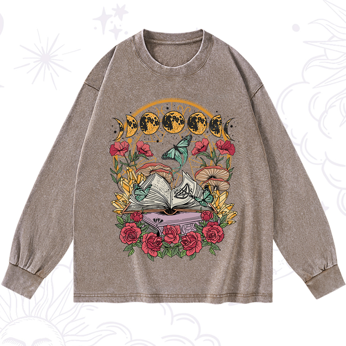 Purplehecate Witchy Book Washed Long Sleeve Shirt