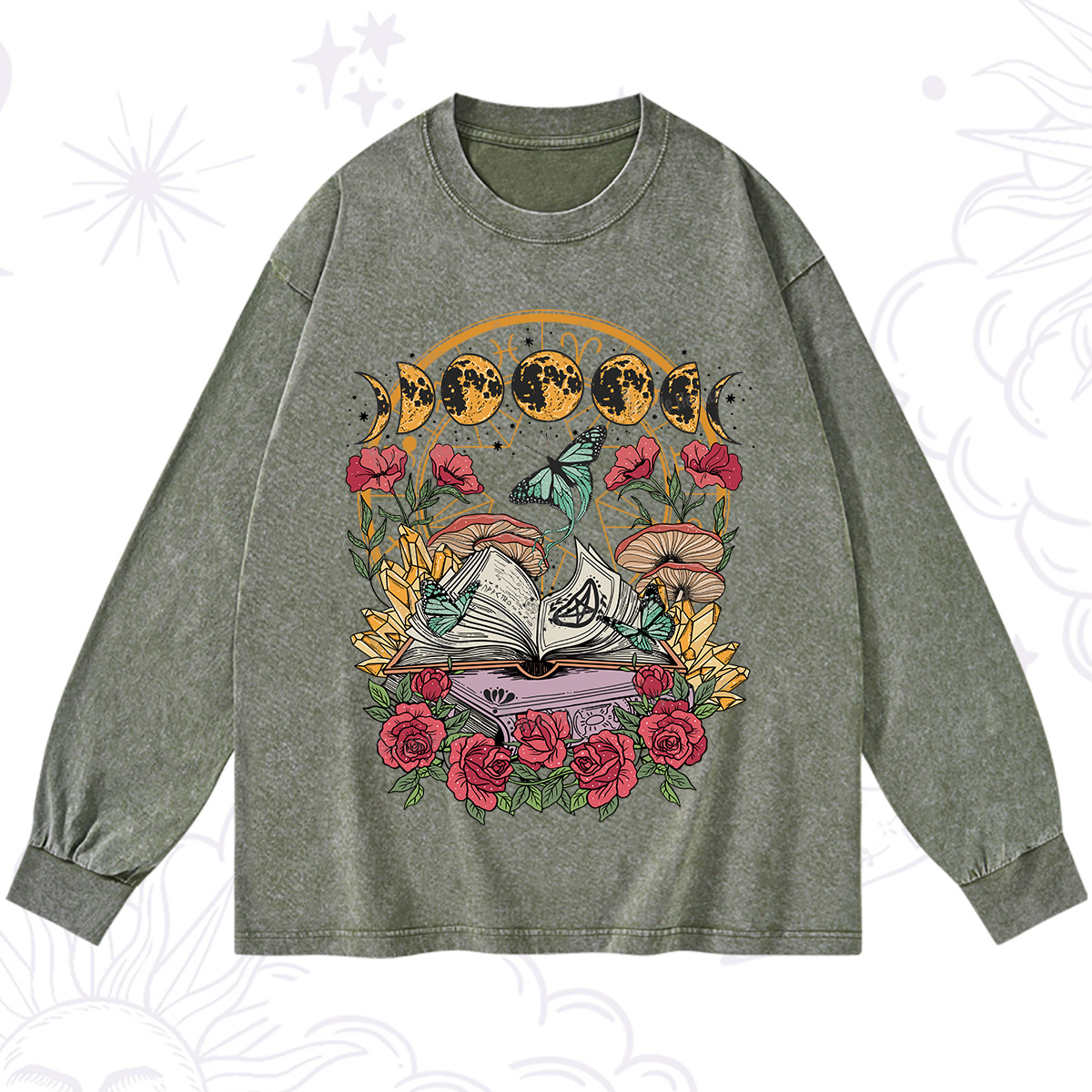 Purplehecate Witchy Book Washed Long Sleeve Shirt