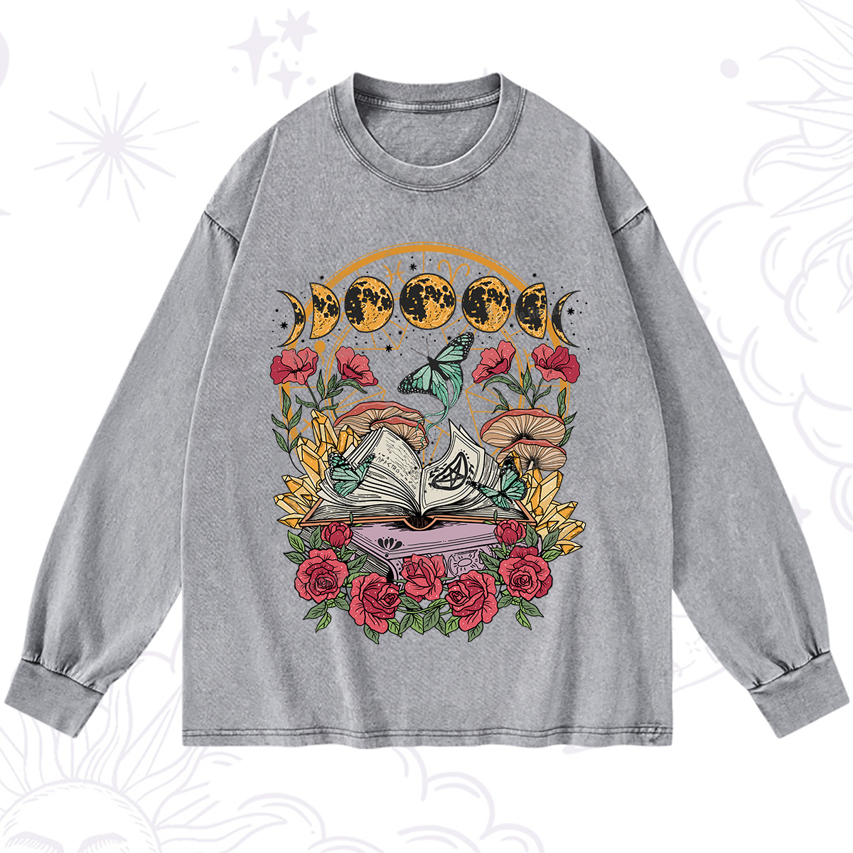 Purplehecate Witchy Book Washed Long Sleeve Shirt