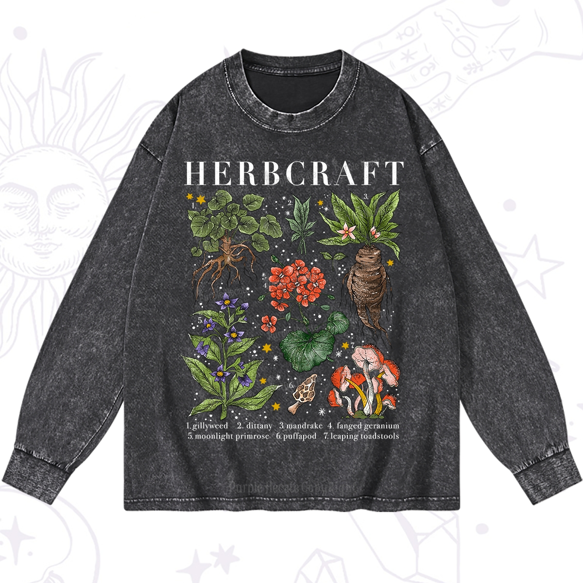 Purplehecate Magical Herbcraft Washed Long Sleeve Shirt