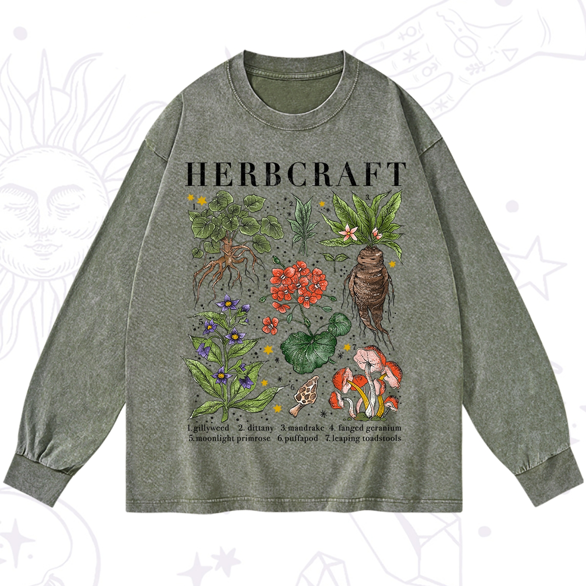 Purplehecate Magical Herbcraft Washed Long Sleeve Shirt
