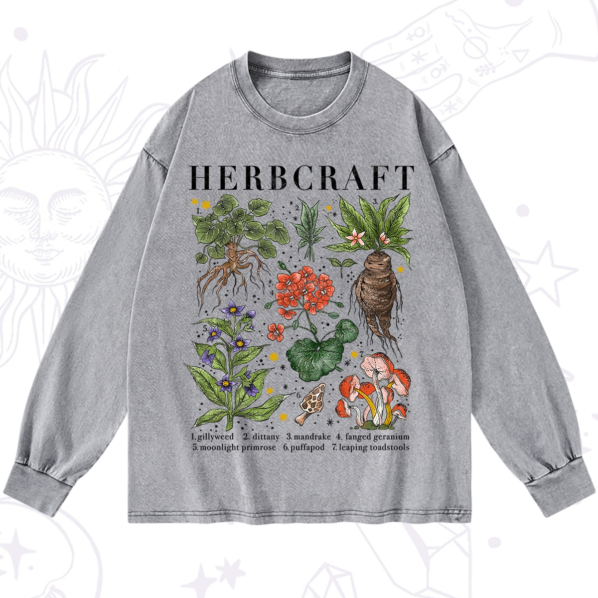 Purplehecate Magical Herbcraft Washed Long Sleeve Shirt