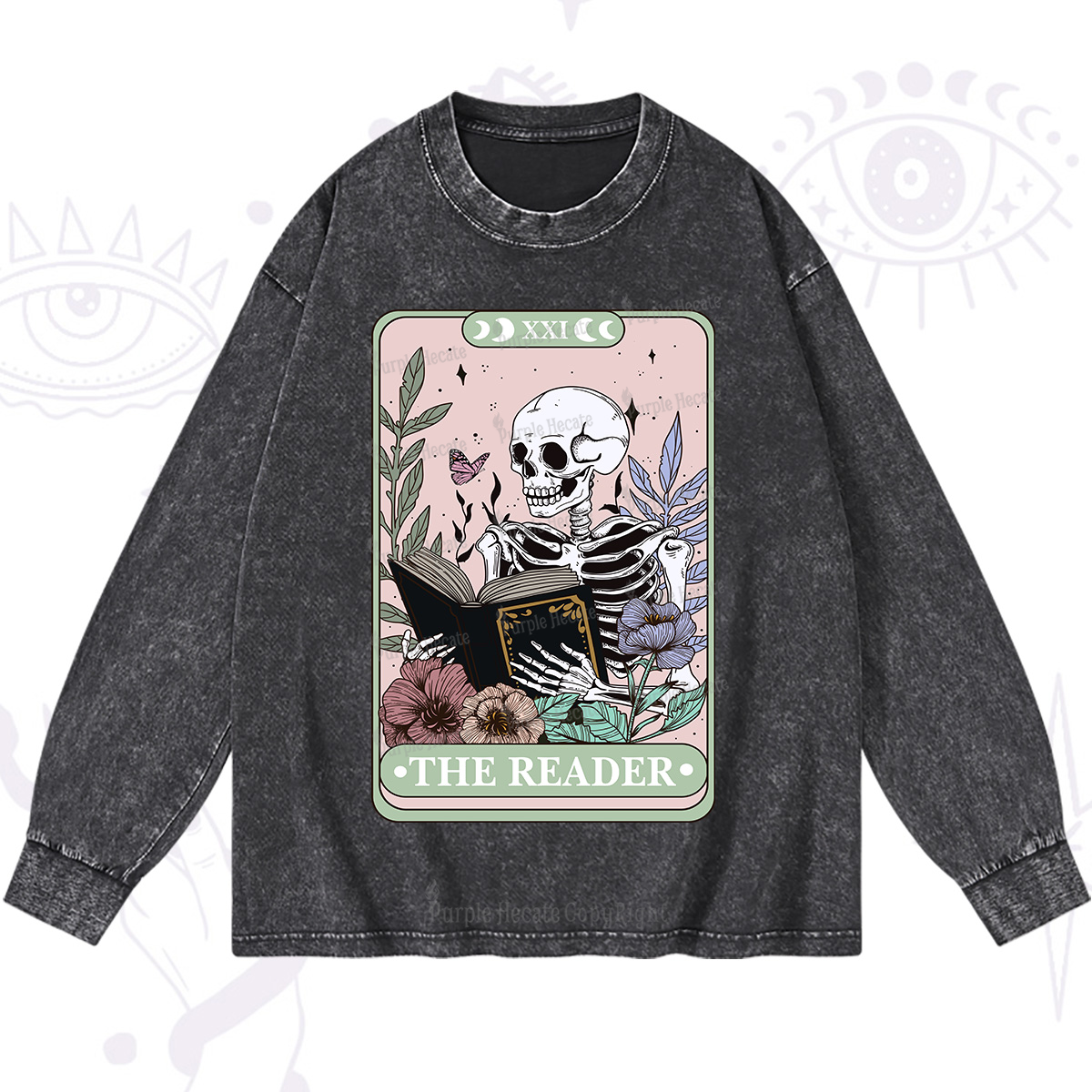 Purplehecate The Reader's Tarot Washed Long Sleeve Shirt