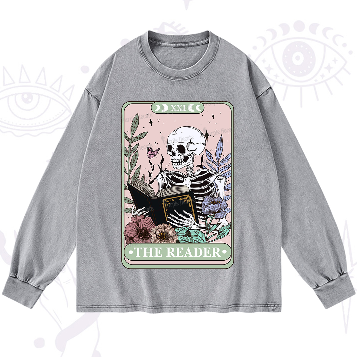 Purplehecate The Reader's Tarot Washed Long Sleeve Shirt