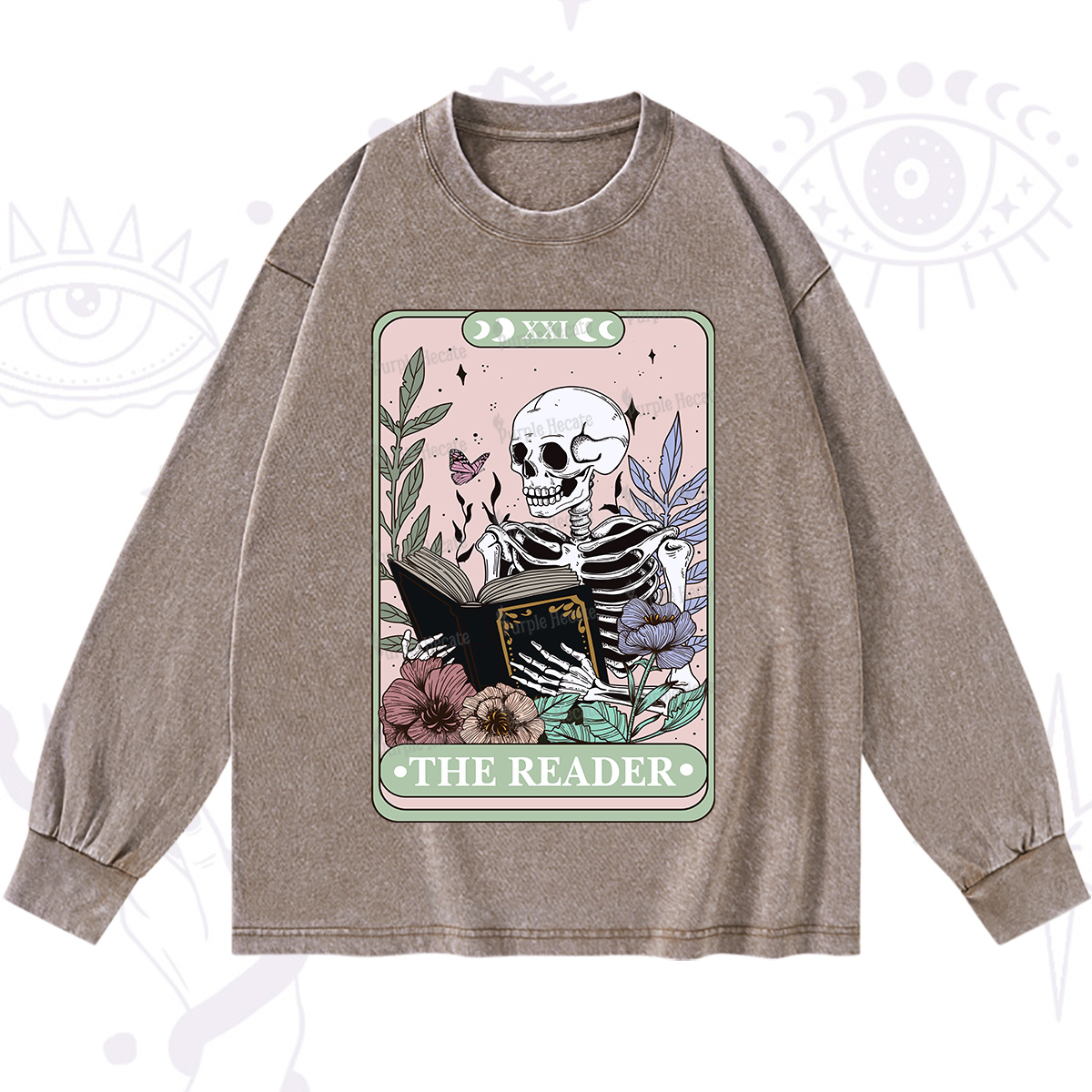 Purplehecate The Reader's Tarot Washed Long Sleeve Shirt