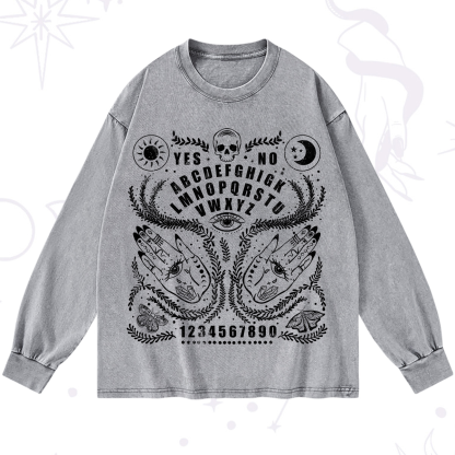 Purplehecate Ouija Spirit Board Washed Long Sleeve Shirt
