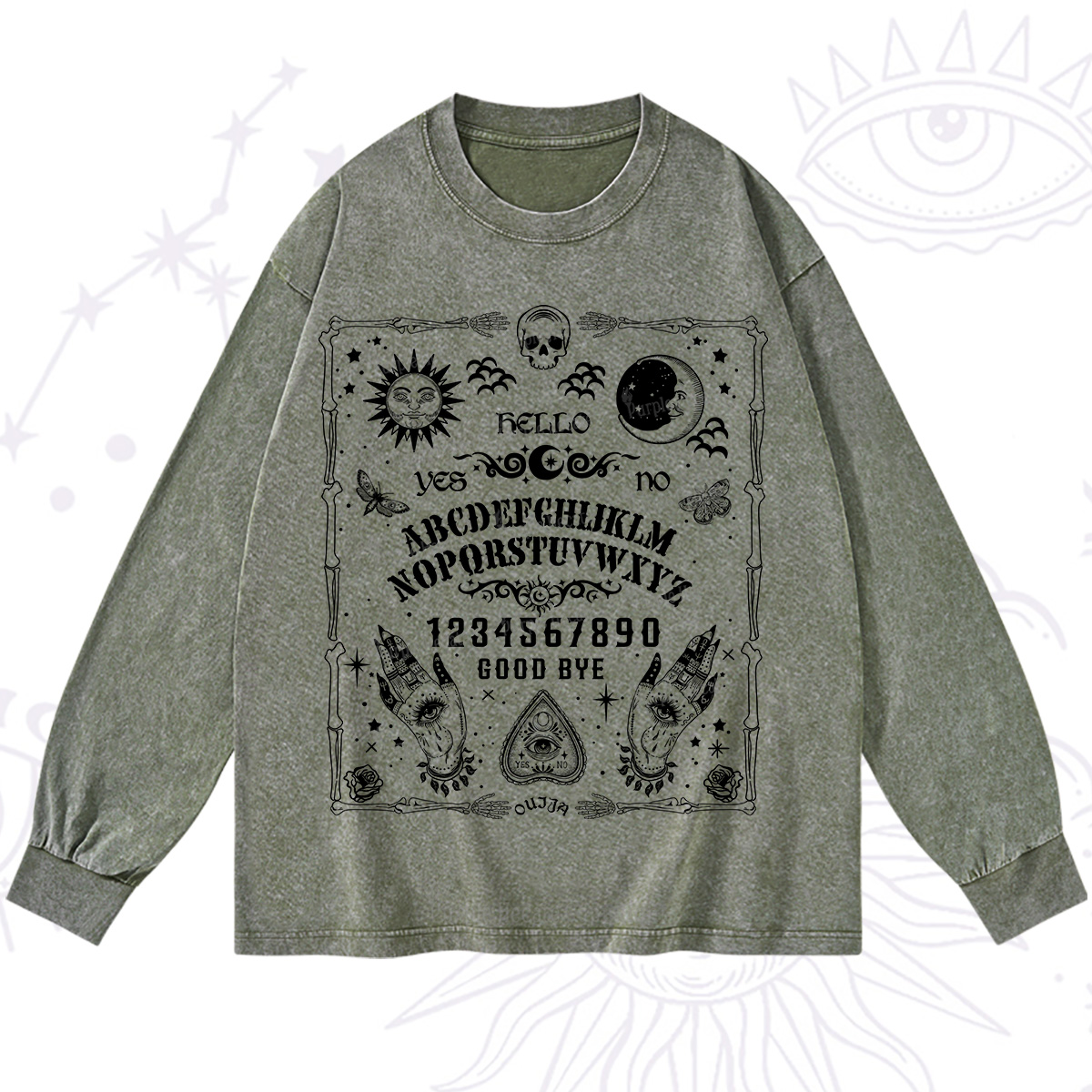 Purplehecate Ouija Board Washed Long Sleeve Shirt